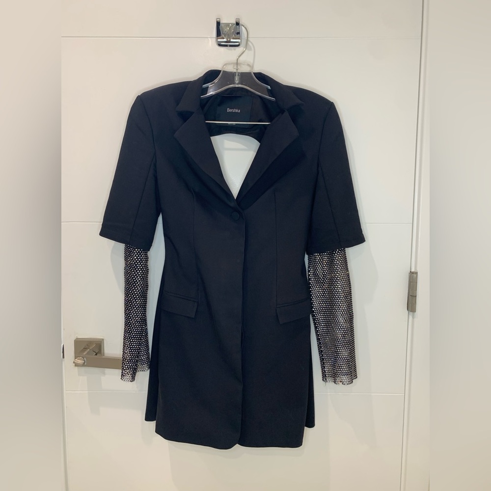Black Suit Jacket / Dress with Sparkly Bedazzled Sleeves in Size XS